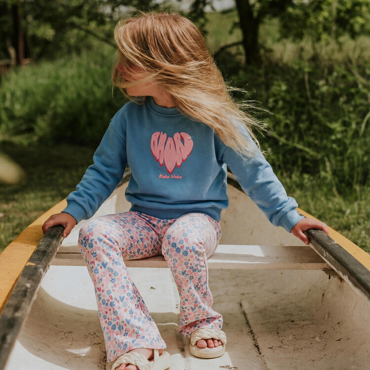 Koko Noko meisjes sweater blauw hartje | NX58900-37