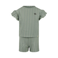 Koko Noko meisjes co-ord set top short saliegroen streep
