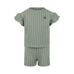 Koko Noko meisjes co-ord set top short saliegroen streep