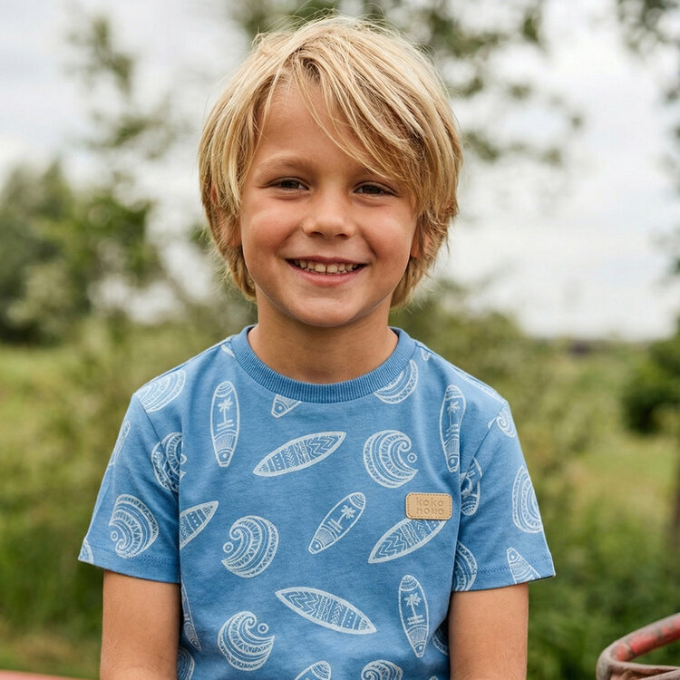 Koko Noko jongens T-shirt blauw surf | NX58806-37