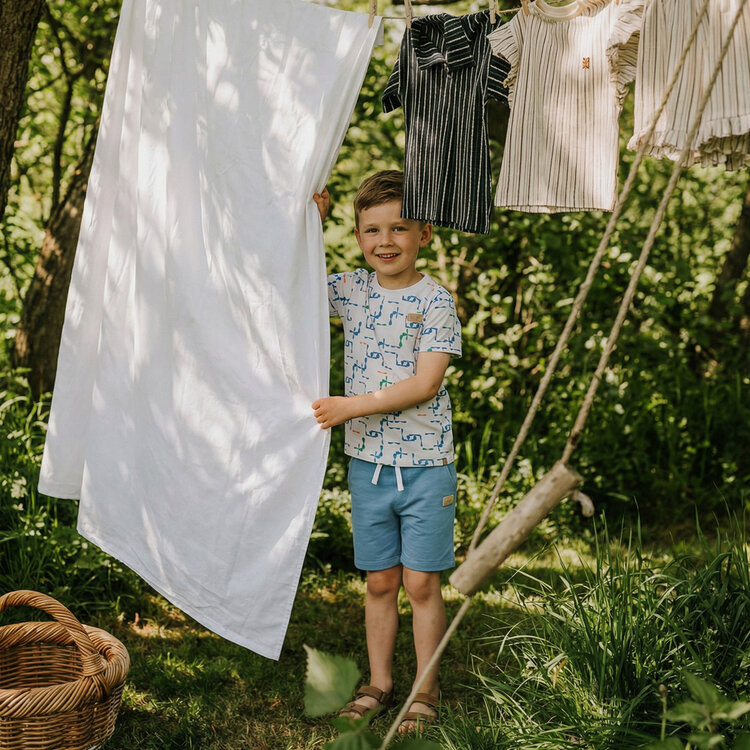 Koko Noko jongens T-shirt off white groen blauw | NX58807-37