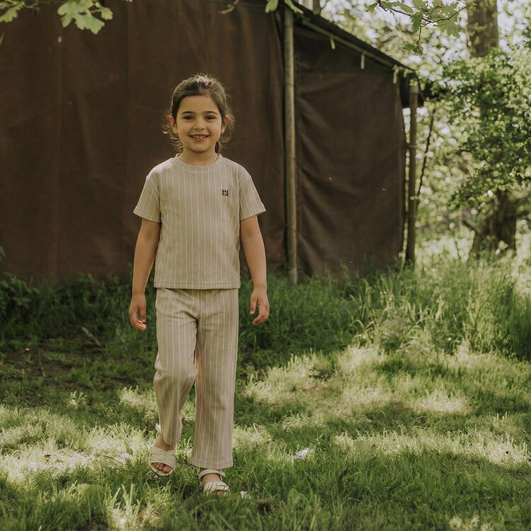 Koko Noko meisjes T-shirt zand gestreept | NX58918-37