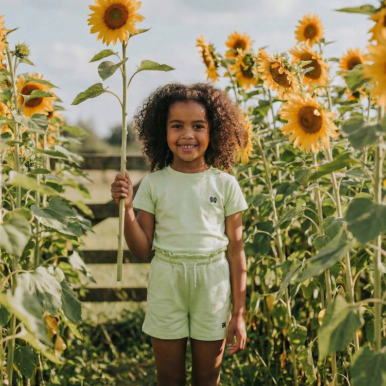 Koko Noko meisjes co-ord set T-shirt short groen | NX58923-37