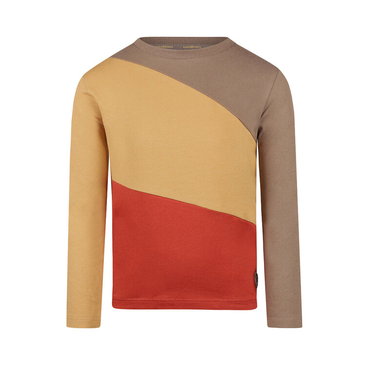 Koko Noko boys’ brown colour-block long-sleeved top | M60805-37