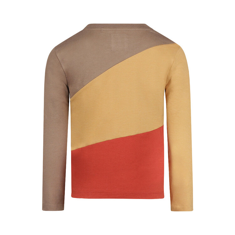 Koko Noko jongens longsleeve bruin colorblock | M60805-37