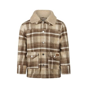 Koko Noko jongens blouse bruin ruit teddykraag