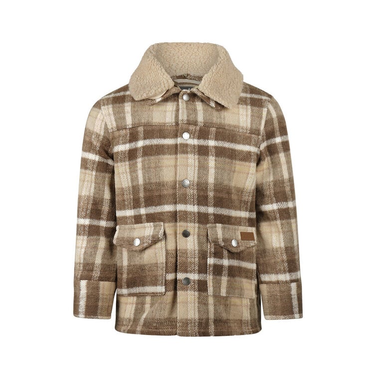 Koko Noko Jungenbluse braun kariert mit Teddykragen | M60811-37