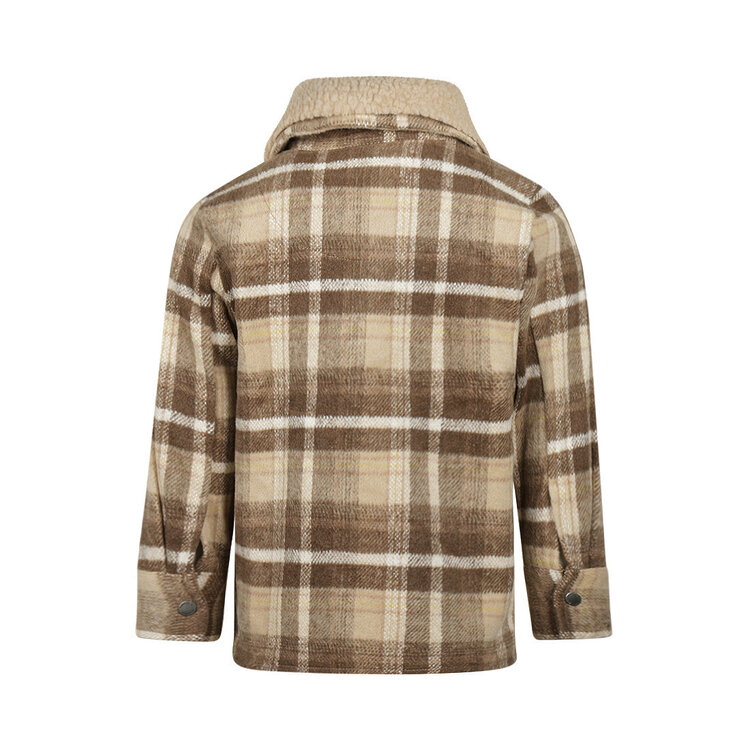 Koko Noko boys’ shirt, brown checked with teddy collar | M60811-37