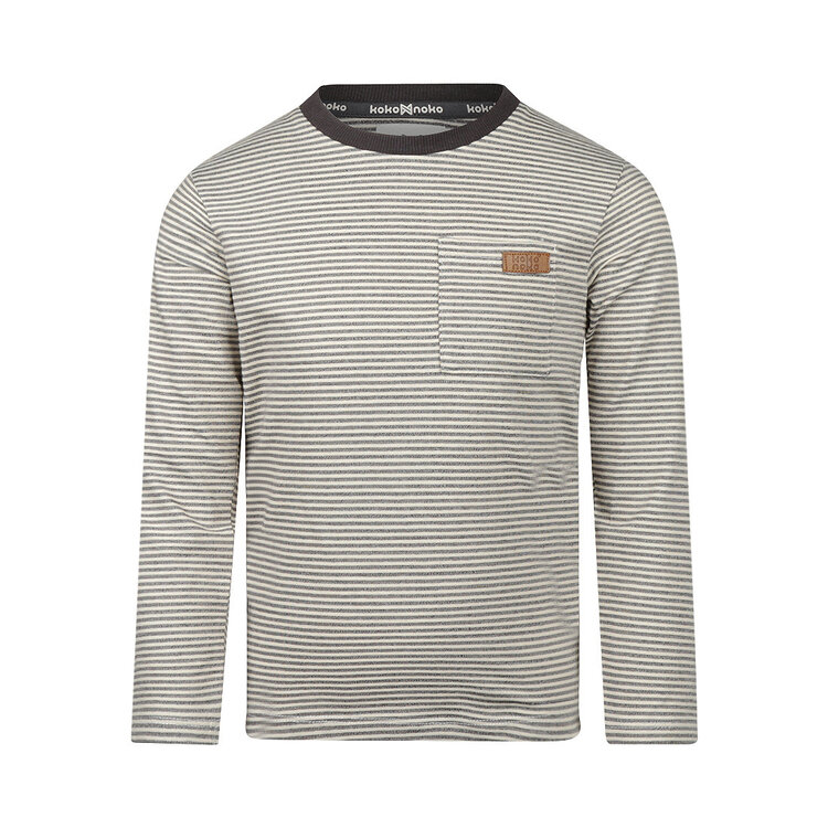 Koko Noko boys’ long-sleeved top, dark grey, striped | M60828-37