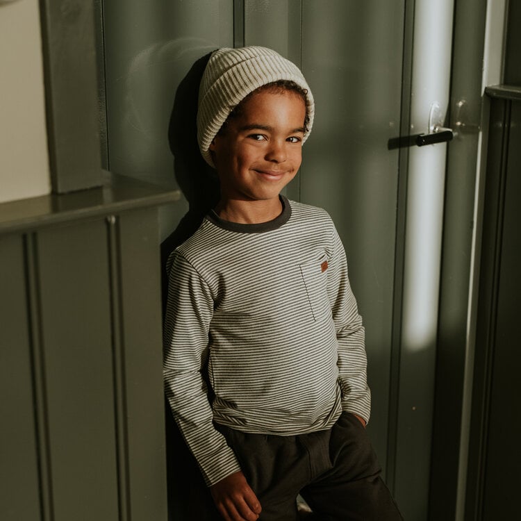 Koko Noko boys’ long-sleeved top, dark grey, striped | M60828-37