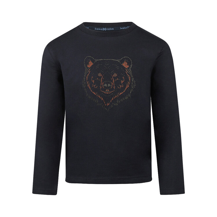 Koko Noko boys’ long-sleeved top, dark blue with bear print | M60872-37