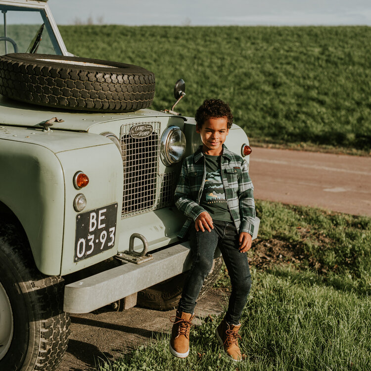 Koko Noko boys’ shirt, green checked with zip | M60883-37