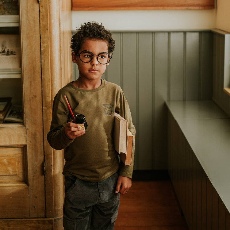 Koko Noko boys’ long-sleeved top, army green and purple | M60846-37