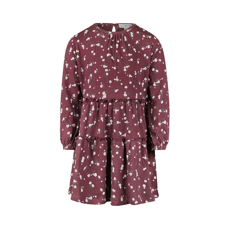 Koko Noko girls’ dress, dark purple, floral | M60905-37