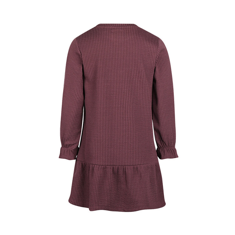 Koko Noko girls’ dress, dark purple, ribbed fabric | M60914-37