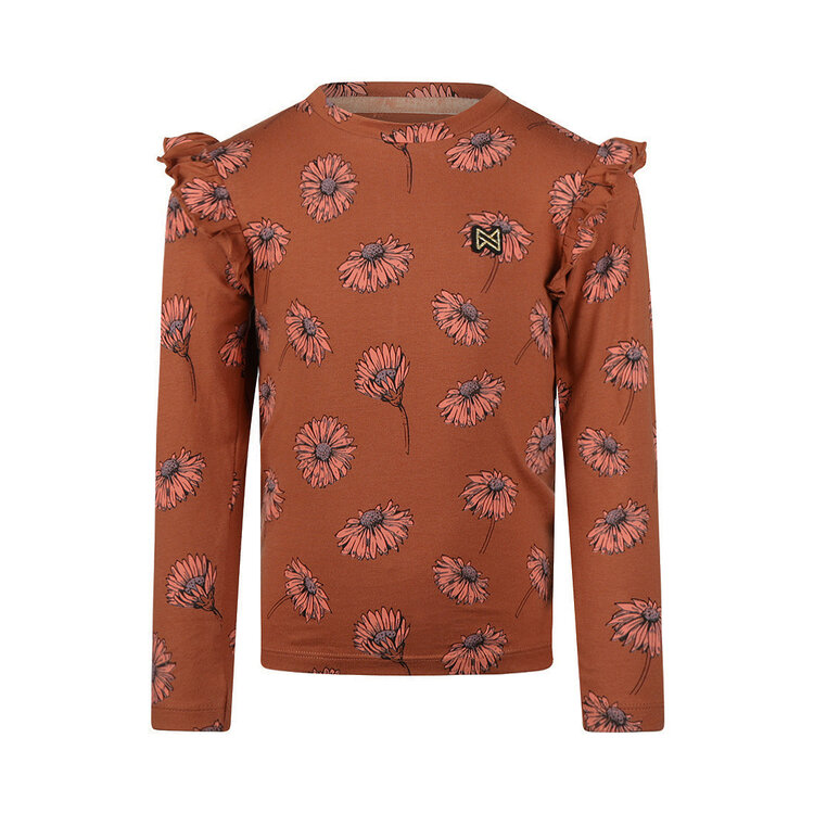 Koko Noko girls’ long-sleeved top, brown, floral | M60944-37