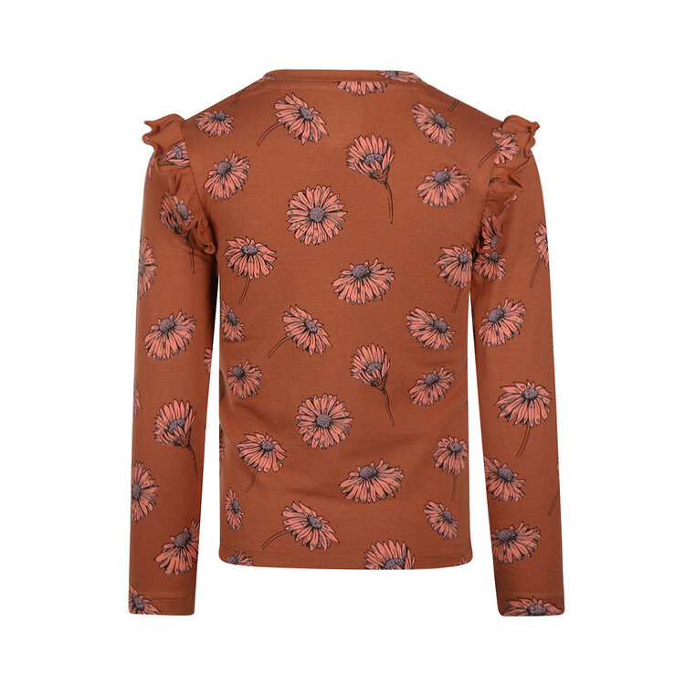 Koko Noko girls’ long-sleeved top, brown, floral | M60944-37