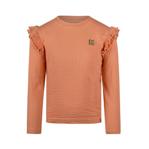 Koko Noko Mädchen-Langarmshirt hellbraun mit Rüschen