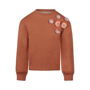 Koko Noko meisjes loose fit sweater bruin bloemen