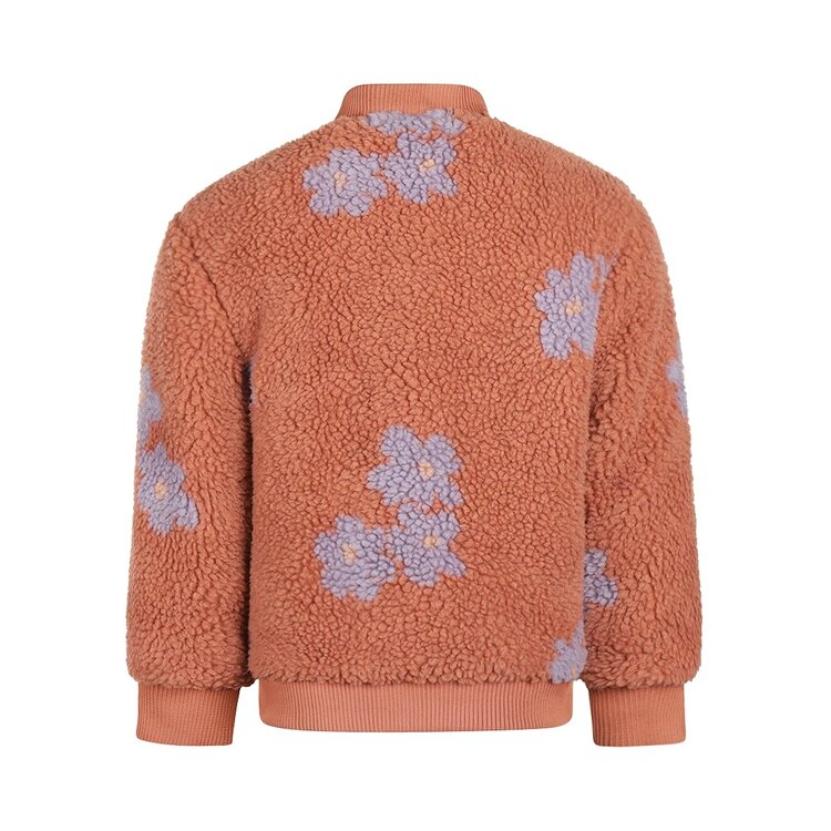 Koko Noko girls’ winter coat, brown, teddy, floral | M60953-37