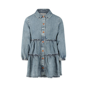 Koko Noko Mädchen-Kleid hellblau, Denim, durchknöpfbar