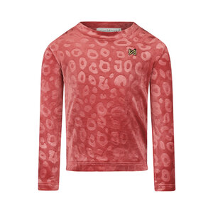 Koko Noko Mädchen-Langarmshirt, zartrot, mit Leopardenmuster aus Samt