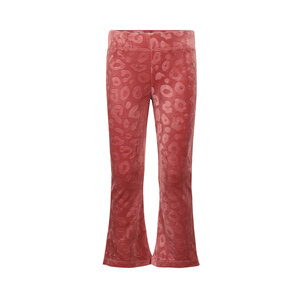 Koko Noko meisjes broek zachtrood flared panterprint velvet