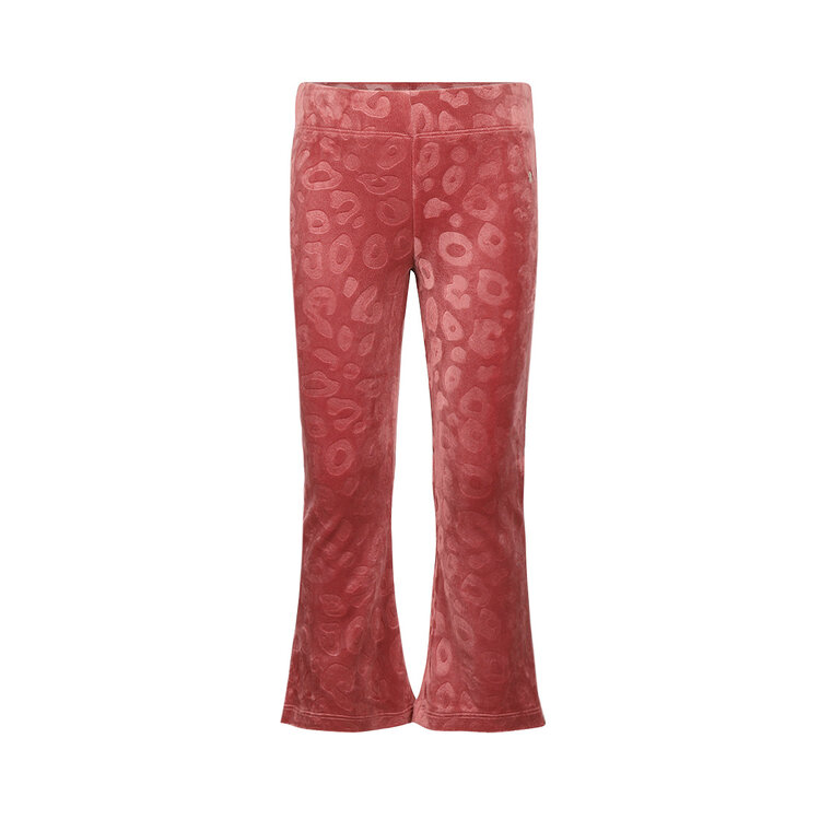 Koko Noko meisjes broek zachtrood flared panterprint velvet | M60985-37