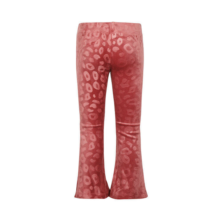 Koko Noko girls’ trousers, soft red flared leopard-print velvet | M60985-37