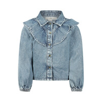 Koko Noko Mädchenbluse, blau, Denim, mit Rüschen