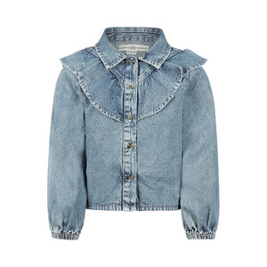 Koko Noko Mädchenbluse, blau, Denim, mit Rüschen