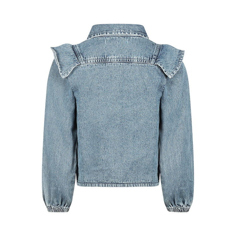 Koko Noko Mädchenbluse, blau, Denim, mit Rüschen | M60986-37