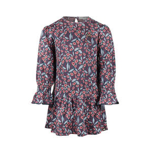 Koko Noko Mädchenkleid, dunkelblau, mit Blumenstreifen