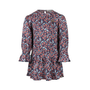 Koko Noko meisjes jurk donkerblauw bloemen stroken
