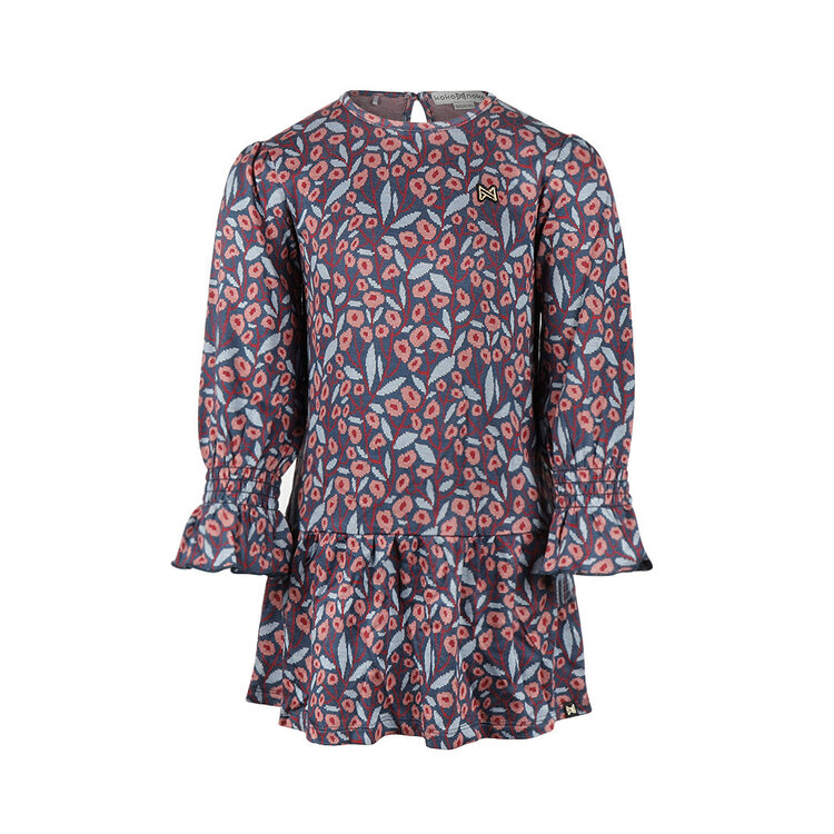Koko Noko Mädchenkleid, dunkelblau, mit Blumenstreifen | M60987-37