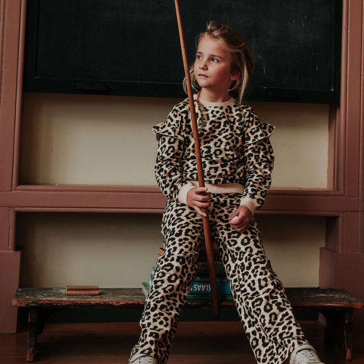 Koko Noko girls’ jumper, off-white with leopard print and ruffles | M60964-37