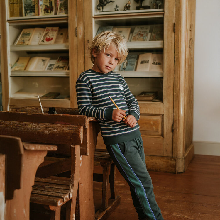 Koko Noko boys’ jumper, dark green striped | MX60802-37