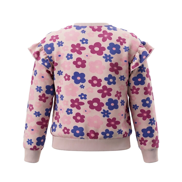 Koko Noko meisjes sweater beige bloemen ruffles | MX60904-37