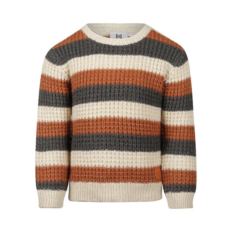 Koko Noko Jungenpullover orange gestreift, gestrickt | M60826-37