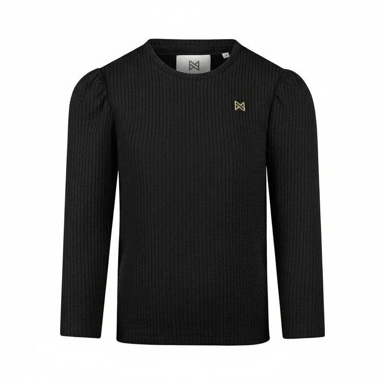 Koko Noko girls’ long-sleeved top, black ribbed fabric | M60908-37VGT