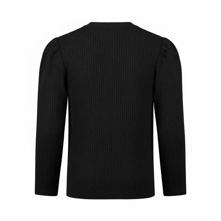 Koko Noko girls’ long-sleeved top, black ribbed fabric | M60908-37VGT