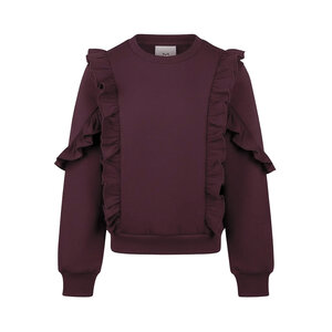 Koko Noko girls’ jumper, dark purple with ruffles