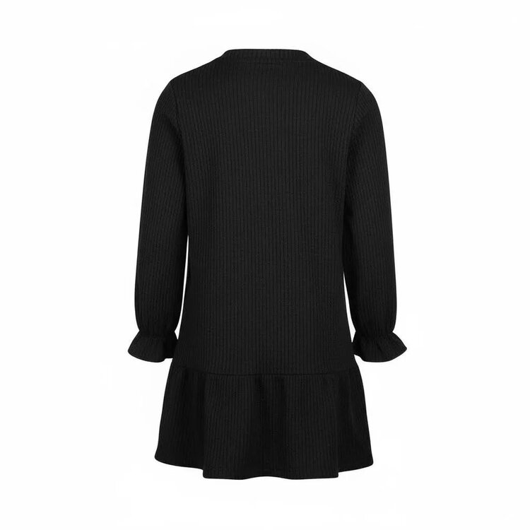 Koko Noko girls’ dress, black, ribbed fabric, ruffles | M60914-37VGT