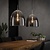 Hanglamp 2x Ø40 shaded ovaal glas / Mat nikkel