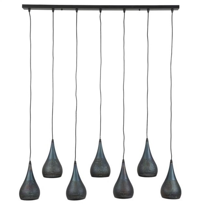 Hanglamp 7x  Ø15 druppel punch / Zwart bruin