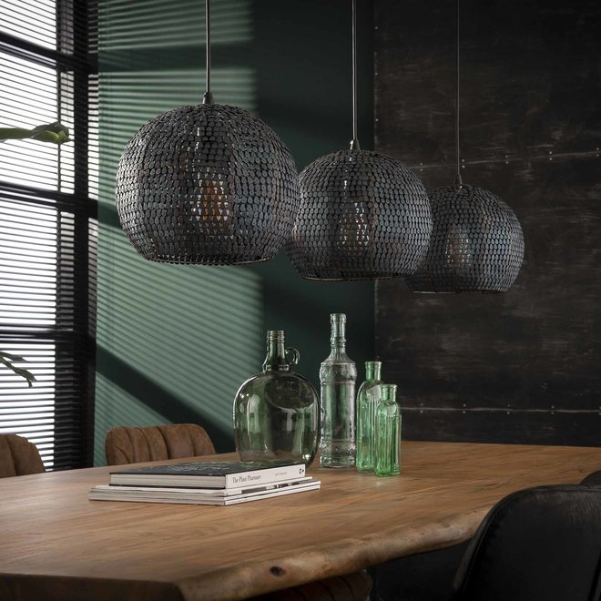 Hanglamp 3x Ø26 armor half rond / Zwart bruin