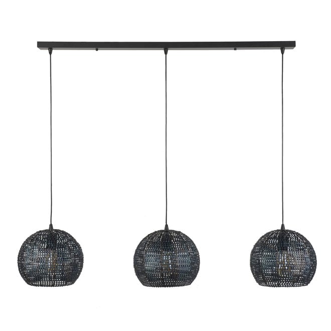 Hanglamp 3x Ø26 armor half rond / Zwart bruin