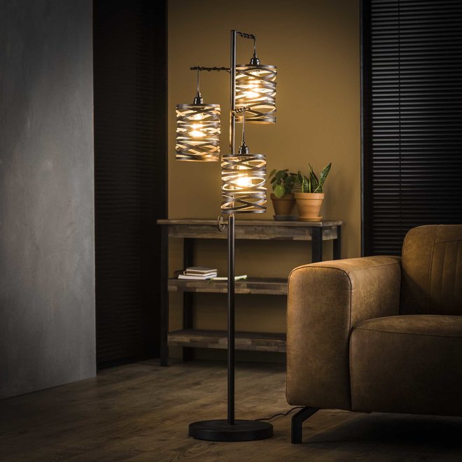 Vloerlamp 3L spindle / Slate grey