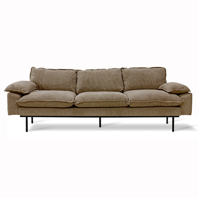 Retro Sofa Corduroy rib Bruin 4-zits