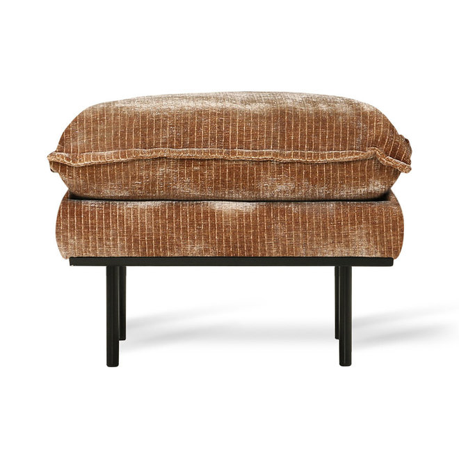 Retro Sofa Hocker Rib Velvet Aged Gold